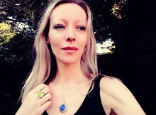 Load image into Gallery viewer, blonde model wearing best mood rings jewelry in sterling silver