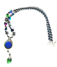 Load image into Gallery viewer, a magnetic mood necklace made from hematite with hearts by best mood rings