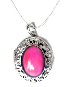 sterling silver mood pendant locket with a silver chain