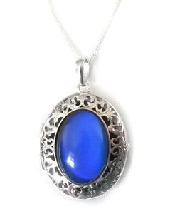 sterling silver mood pendant locket turning a blue color