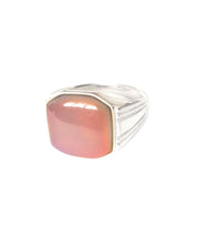 Load image into Gallery viewer, men's signet mood ring with an orange mood
