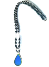 Load image into Gallery viewer, magnetic hematite mood necklace with blue mood meaning by best mood rings