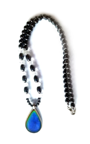 teardrop magnetic hematite mood necklace with beads by best mood rings