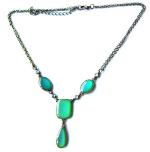 bronze mood necklace with green moods