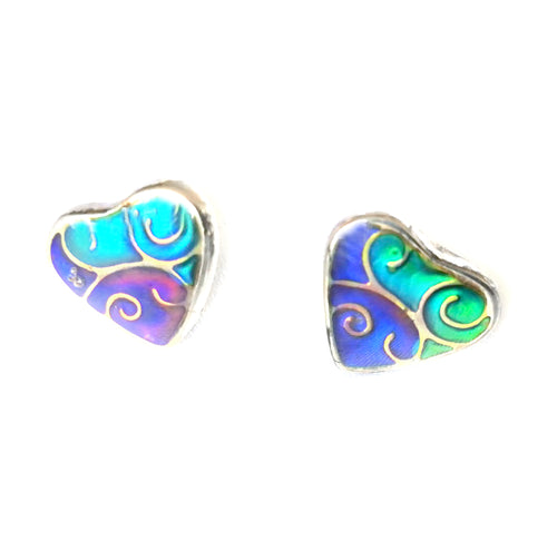 chameleon style mood earrings in a heart pattern