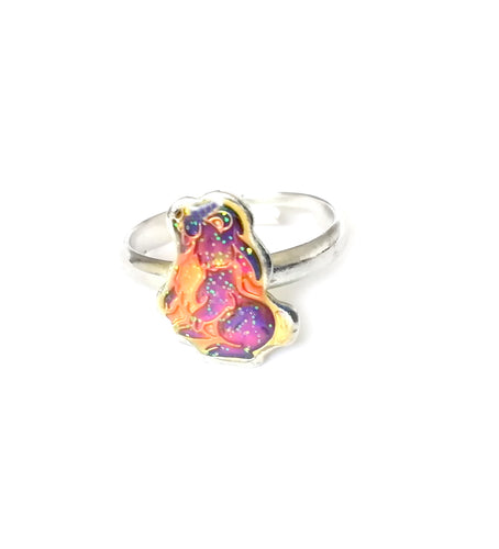 a child sized rabbit bunny mood ring with an adjustable band
