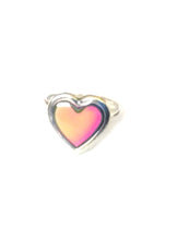 Load image into Gallery viewer, a heart mood ring with a pink red mood color for children