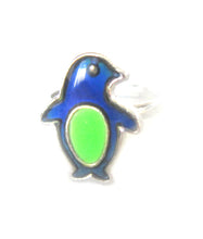 Load image into Gallery viewer, penguin mood ring in child size that glows in the dark