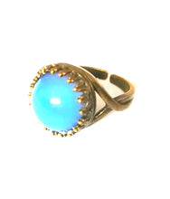 Load image into Gallery viewer, circular mood ring with blue color meaning in bronze