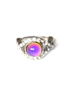 a circular mood ring with a pink mood color