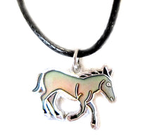 Load image into Gallery viewer, donkey mood pendant on a black cord