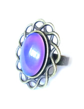 Load image into Gallery viewer, flower mood ring with purple mood meaning by best mood rings