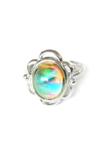 Load image into Gallery viewer, flower mood ring with swirl pattern and adjustable band
