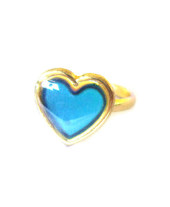 children's heart mood ring with golden shade