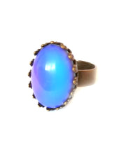 Load image into Gallery viewer, bronzed mood ring with blue color mood meaning 