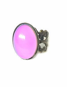 oval mood ring with pink color meaning in bronze by best mood rings