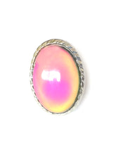 Load image into Gallery viewer, a large oval mood ring with an orange pink mood color meaning by best mood rings