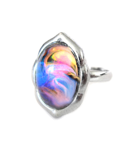 colorful mood ring with swirly marble patterns