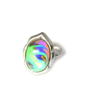 Load image into Gallery viewer, oval mood ring with swirl marble pattern and an adjustable band