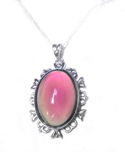 a sterling silver mood pendant on a silver chain