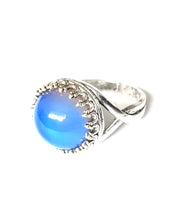 Load image into Gallery viewer, circular mood ring with silver colored setting by best mood rings