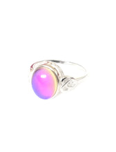 Load image into Gallery viewer, celtic mood ring in sterling silver with a pink mood color meaning