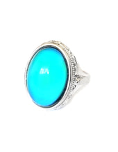 Load image into Gallery viewer, sterling silver mood ring with an oval mood and fully hallmarked by best mood rings