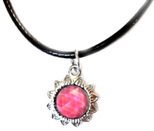 Load image into Gallery viewer, sun mood pendant necklace on a black cord